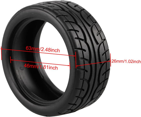 Soft Rubber Tires for RC 1:10 On Road Car, Pack of 4
