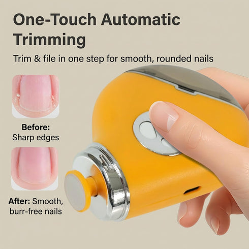 pinkmintcat 2-in-1 Trimmer 3 Electric Nail Clippers & Polisher - Safe Automatic Fingernail & File with LED Light