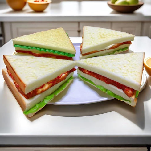Generic 4PCS Simulation Food Artificial Vegetable Sandwich,Faux Vegetable Sandwich, Fake Food Bread Model Photography