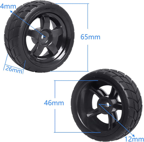 12mm Hex Wheel Rims & Rubber Tires with Foam Inserts for RC 1/10 On-Road Touring Car, Set of 4
