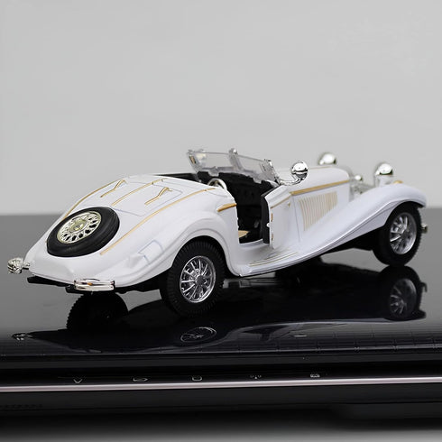 PUXU 1:28 Pullback 6.5in/16.8cm) Scale Diecast Metal Antique Classic Model Cars Collectible Toy Gifts (White,Length