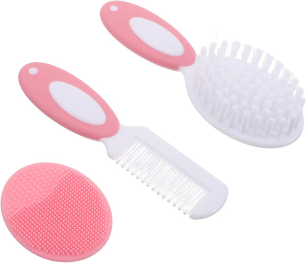 Levemolo Grooming Brush and Hair Comb Set for Newborns, Soft Nylon Scalp