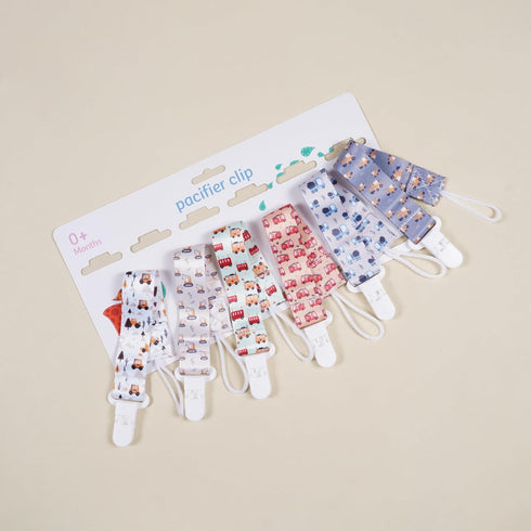 Essentials,Pack 6 Set. Baby Pacifier Clip,Paci Leash Binky Clips for Baby Boys and Girls,Newborn of Gift (Construction