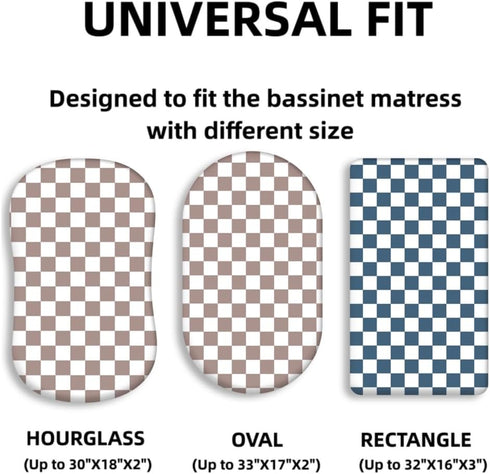 FIGEPO 4 Pack Checkered Bassinet Sheets Neutral Breathable Fitted Baby Sheets Nursery Sheets for Baby Boys or Girls