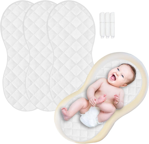 SUNTUE Changing Pad Liner,Peanut Shape Changing Pad Cover,Waterproof,Washable,Thicker and Non-Slip,Chaning Pad Liners -White
