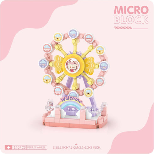 MEIEST 4 Set,Simulation PCS Mini Amusement Park Building Blocks Architecture Collection Particle Construction Building