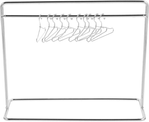 TOYANDONA Mini Clothes Rack for Dolls with 10 Miniature Metal Doll Clothes