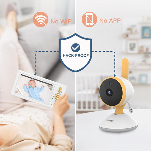 JouSecu 5" 720P 30hrs Baby Monitor No WiFi, HD Screen Baby Monitor with Camera and Audio with Long Battery Life, Baby