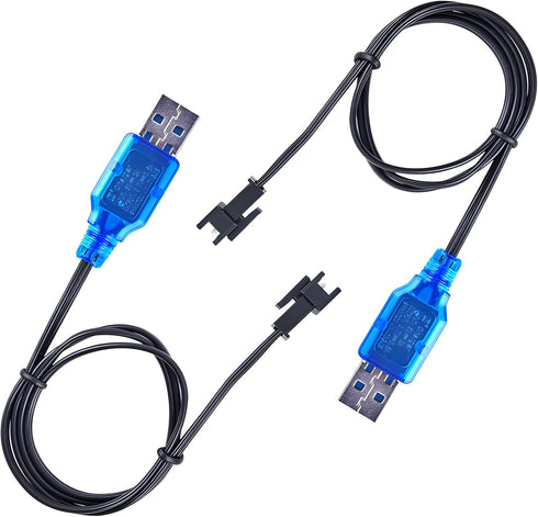 YMgopong 3pcs 3.7V SM-2P 3.7V USB Charger Cable with Connector for RC Cars, Trucks, Boats, and Stunt Vehicles