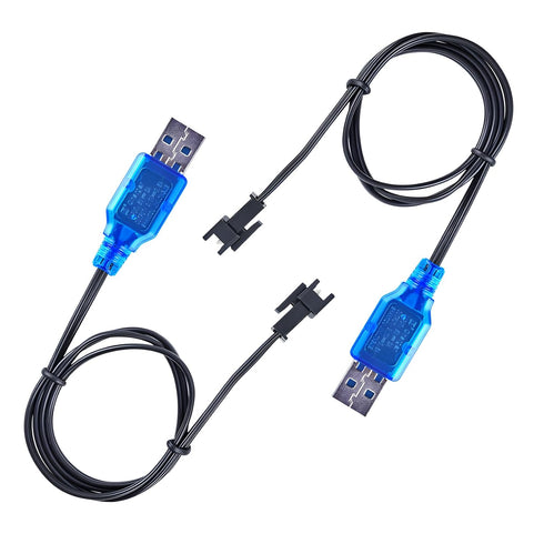 SAMLOO 2 Pack 3.7V SM-2P 3.7V Lipo Battery USB Charger Cable Port Cable for RC Boat Car Truck Toy Rechargeable Li-Po