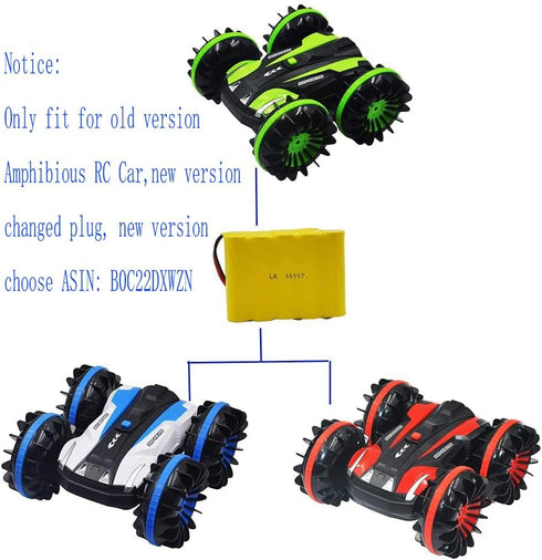 Blomiky 2 Pack 6.0V 700mAh Ni-CD AA Rechargeable Battery Pack, Fit for Old Version 11.5Inch Amphibious Stunt RC Cars