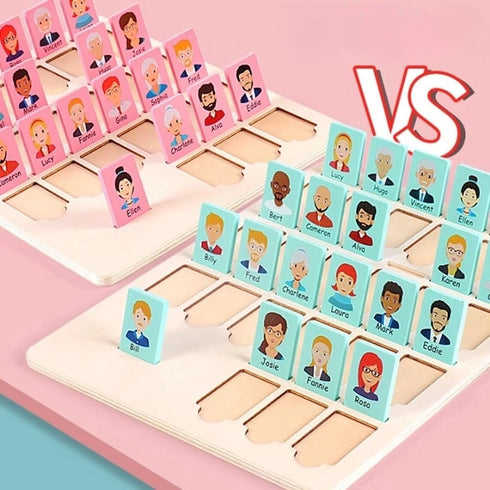 Guess Game Who Am I Wooden Board Game, Cognitive Toy for 3+ Year Olds, Logical Reasoning Puzzle for Families
