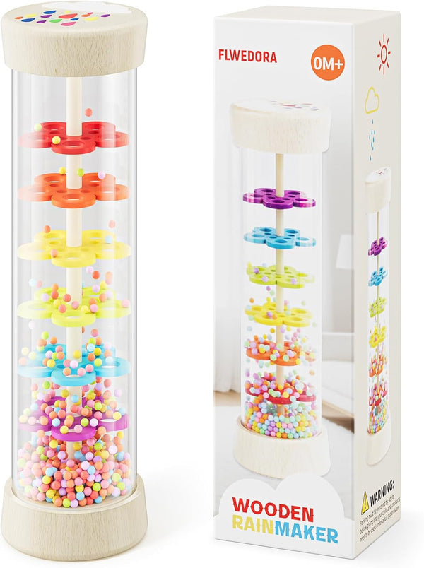 Flwedora Rain Stick, Montessori Baby Toys for 6-12 Months 1 Year Old, Wooden