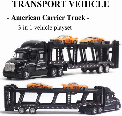 CORPER TOYS Transport Car Carrier Truck Toy - Detachable Die-cast Pull Back Vehicles Set for Kids with Lights