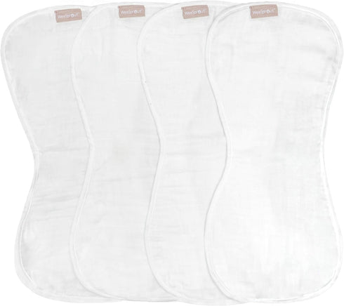 WeeSprout Unisex Organic Towel Cotton Burp Cloths Set of 4 - Four Ultra-Absorbent Layers Keep Clothes Dry, Button