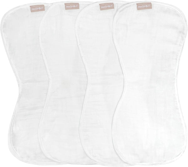 WeeSprout Unisex Organic Towel Cotton Burp Cloths Set of 4 - Four Ultra-Absorbent Layers Keep Clothes Dry, Button