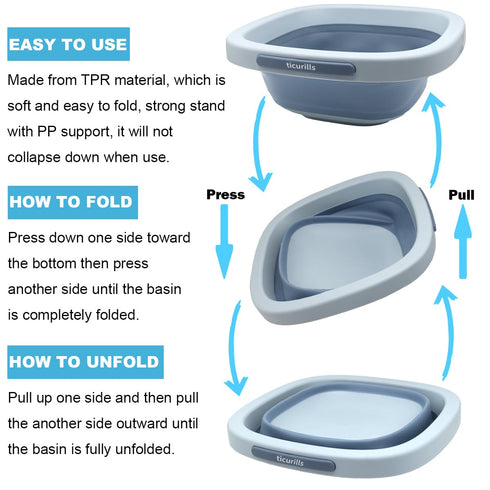 ticurills Collapsible Baby Bottles Wash Basin, Ideal Gifts for Baby & Moms, Multi-Purpose Wash Basin for Babies Bottles