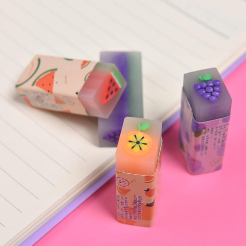 15Pcs Cute Fruit Erasers for Kids, Fun Food Pencil Erasers for School Supplies Party Favors