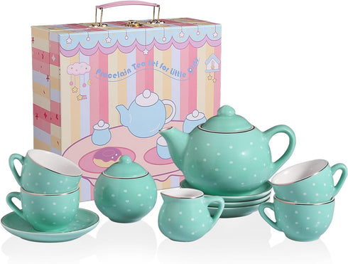Sweejar Porcelain Tea Set for Little Girls,Kitchen Toys Tea Party Set for