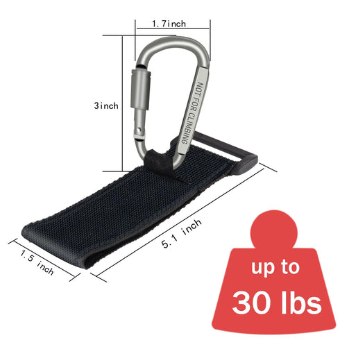 DEIHAALEN 2 30 lbs Pcs Baby Stroller Hook with Locking Mechanism, Carry per Stroller Carabiner Clip, Adjustable Baby