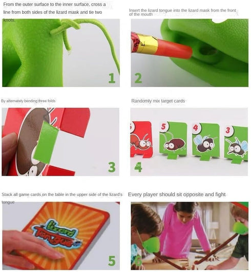 Frog Tongue Game with Blowing Air - Two-Pack and Four-Pack, Multiplayer Game with Insect Cardboard Included