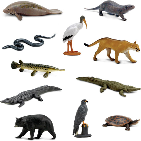 11 Set 3+ Safari Ltd. Everglades TOOB - Mini Figurines: Manatee, Alligator, Turtle & More - Educational Toy for Boys