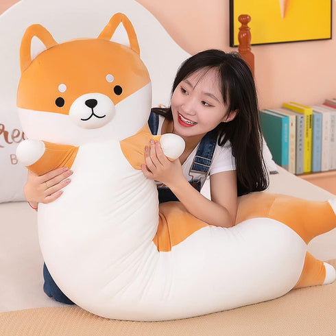 Lovely Plush Shiba Inu Doll - Cute Cartoon Soft Stuffed Kawaii Corgi Dog Pillow, Long Throw Plushies Toy Gift for Kids,