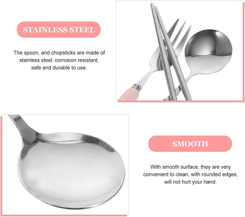 TOPPERFUN 4 Set PCS Travel Utensils with Case, Portable Stainless Steel Reusable Cutlery for Lunch Box, Includes Spoon