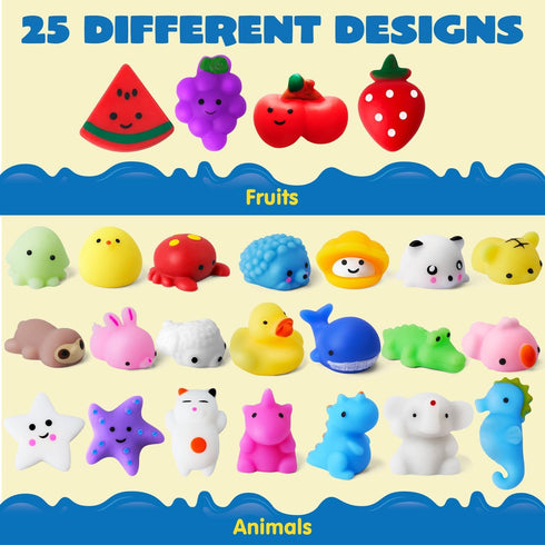 Set, 50 Pack JOYIN Mochi Squishy Toy Mini Squishy Mochi, Party Favors for Kids, Kawaii Stress Relief Toys, Basket
