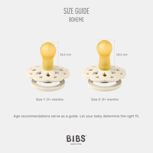 6-18 2-Pack BIBS Pacifiers Months | Boheme Collection | BPA-Free Round Nipple | Made in Denmark | Dusty Pink/Elderberry