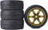 4PCS RC Car Rubber Tires and Plastic Wheels Rims for 1/10 Scale On Road Touring Racing Flat Drift Car (Gold)
