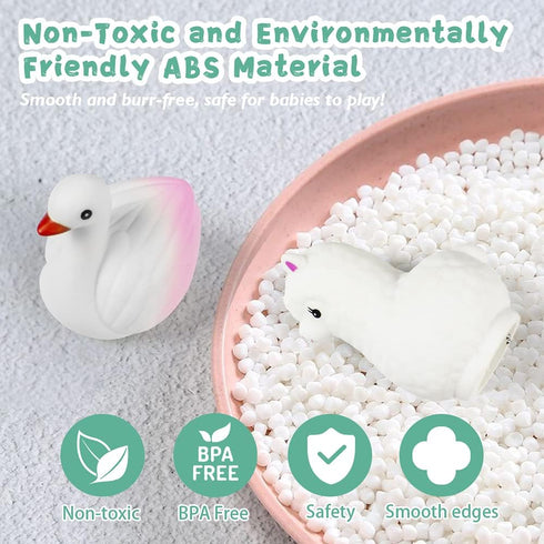 1-3, Set Swimming Bath Toys for Toddlers No Hole Cute Light Up Bathtub Toys Floating Rubber Sea Animal with Flashing