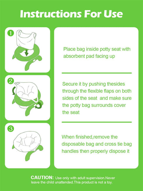 Vivisuyou 90 2-in-1 Disposable Potty Bags Liners Compatible with OXO Tot Go Potty, Refill Bags for Toddler Toilet