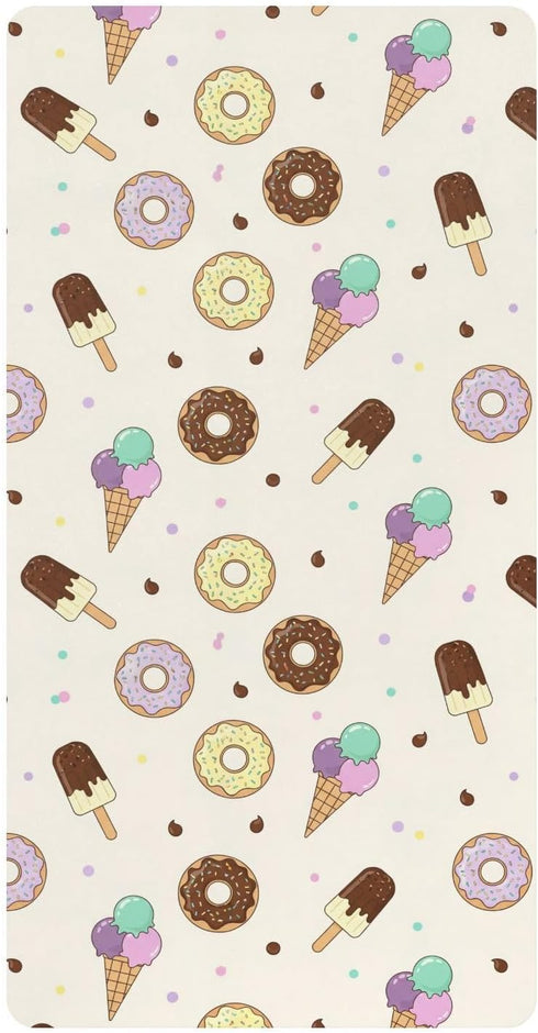 Jynexis Donut Ice Cream Beige Pattern Baby Crib Sheets, Cotton Fitted Crib Sheet,