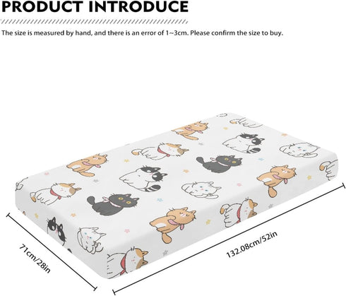 Winpema 28"x52" Cat Flower Fitted Crib Sheet Cartoon Cats Baby Crib Sheet Fit Standard Crib and Toddler Mattress,Crib
