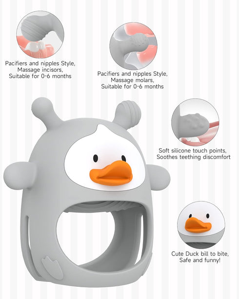 3+ Baby Teething Toys,Silicone Baby Teether Toy for Infants Months, Never Drop Silicone Baby Mitten Teether