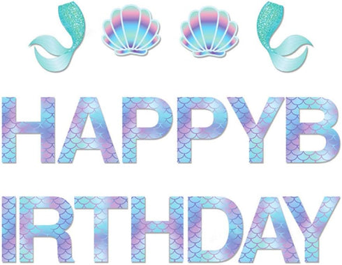 Sparkle Banner, Mermaid Birthday Decorations, Mermaid Party Decorations for Girls, Boys, Kids, Home, Classroom, Baby