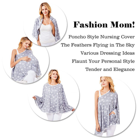 Baby Nursing Cover & Poncho - Multi-Use Privacy Cover for Baby Car Seat, Shopping Cart, Stroller