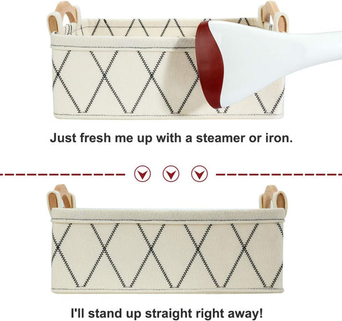 Storage Baskets for Organizing Toys, Small White Felt Fabric Bins for Home Office Closet Bathroom Bedroom