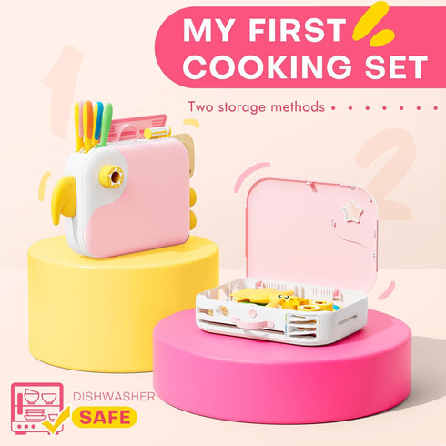 Set Set,Safe Set Toddler Girl Cooking with Storage Box-Girls Pink Kitchen PP Material Baby Girl Montessori Kitchen