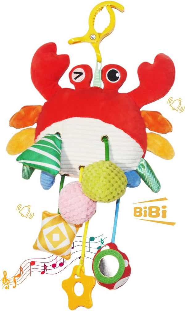 ElapseGlow Crab Baby Toy - Clip-On Hanging Sensory Toy for Car Seat, Stroller,