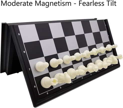 9.8" Magnetic Travel Chess Set, Portable Folding Chess Board for Adults and Kids, Black & White Color