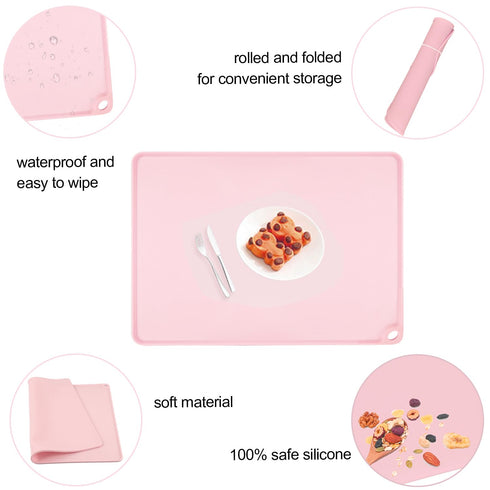 Kids Silicone Cloud Shape Non-Slip Placemat for Baby Toddlers, Portable Food Mat, BPA Free for High Chairs