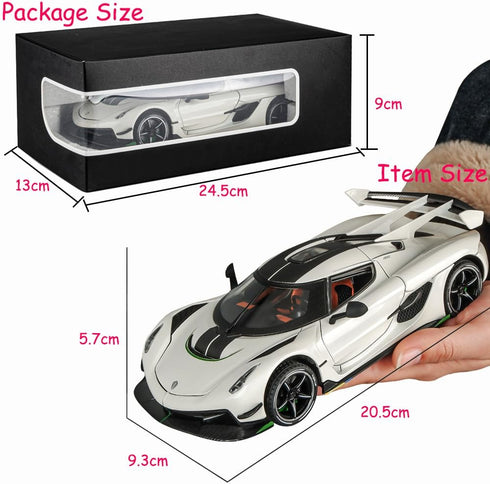 Toy Cars Model Koenigsegg Jesko, 1/24 White Alloy Die-cast Vehicle with Sound and Light