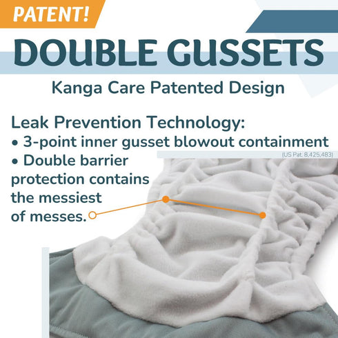 Rumparooz G3 Gusset 2 (6-55+ lbs) Kanga Care Stay Dry Cloth Diaper Reusable One Size Pocket Diaper Patented Inner