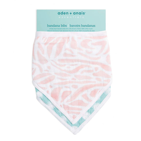 100% 3 2 Pack, aden + anais essentials Bandana Baby Bib, Cotton Muslin, Layer Burp Cloth, Super Soft & Absorbent