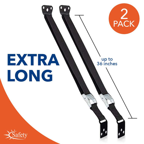 Safety Innovations Heavy Duty TV and Furniture Straps, 2Pk, Black, Baby Proofing Anti Tip Straps