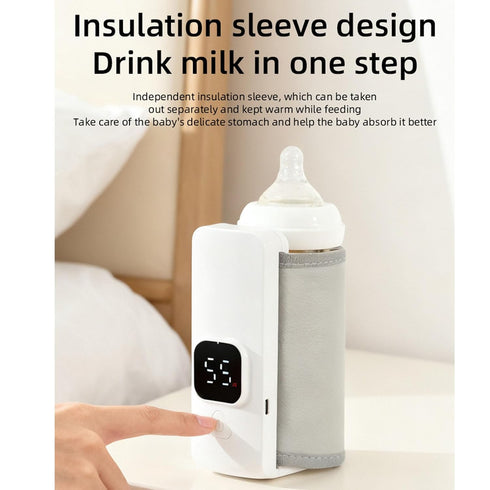 Portable Bottle Warmer for Breastmilk, Travel Baby Bottle Warmer Sleeve with Constant Temperature Heating, Rechargeable