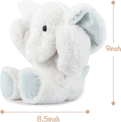 TCBunny Baby Elephant Bedtime Stuffed Animal Plush Toy Gift, 11", Kids, Amy (White)
