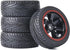 4PCS Black/Red RC Car Rubber Tires and Plastic Wheels Rims for 1/10 Scale On Road Touring Racing Flat Drift Car